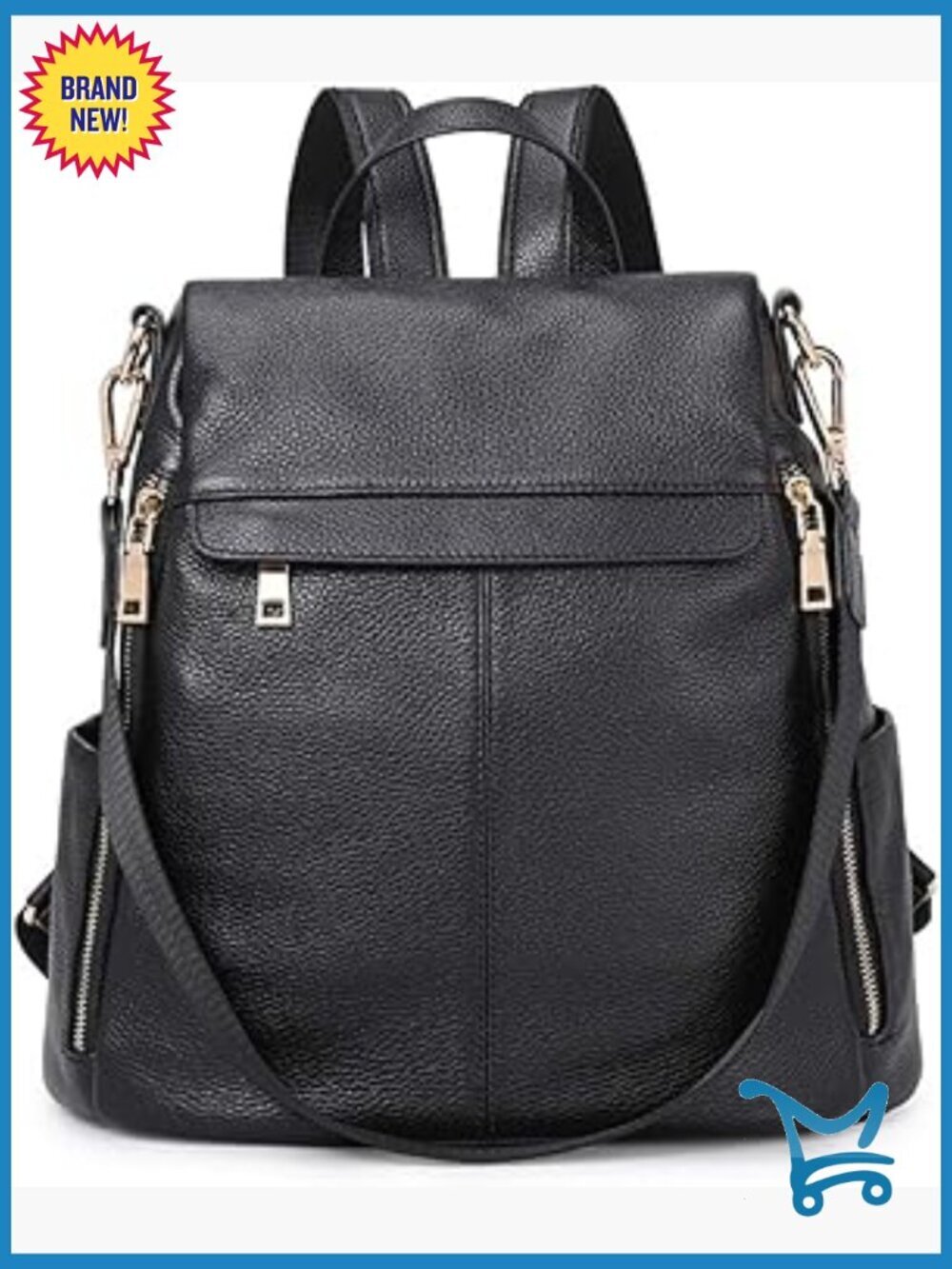 Genuine Leather Anti-Theft Backpack Purse Adjustable Straps Travel Work